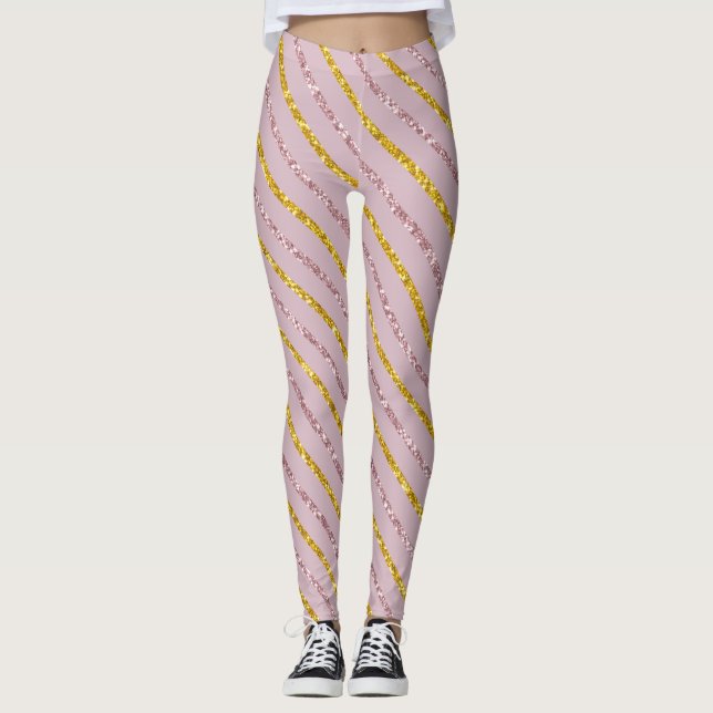Blush Pink and Gold Leggings (Front)