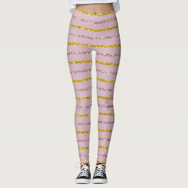 Blush Pink and Gold Leggings (Front)
