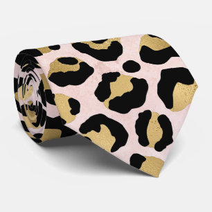 Blush Pink and Gold Leopard Print Tie