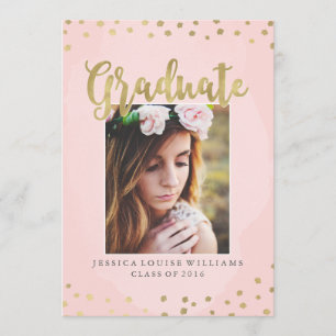 Blush Pink and Gold Luxury Graduation Invitations