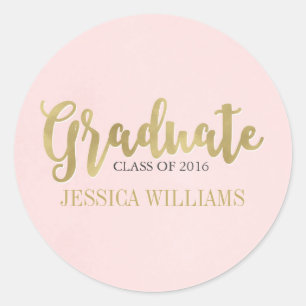 Blush Pink and Gold Luxury Graduation Stickers