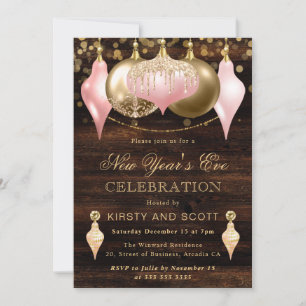 Blush Pink and Gold New Year’s Eve Party Invitation