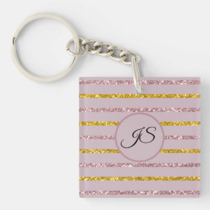 Blush Pink and Gold Personalised Acrylic Keychain