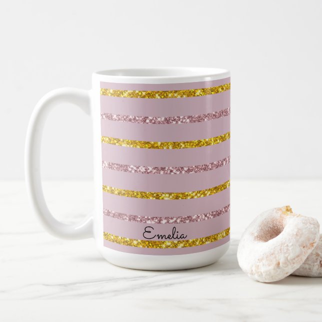 Blush Pink and Gold Personalised Mug (With Donut)