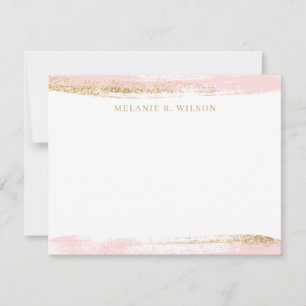 Blush Pink and Gold Personalised Name Note Card