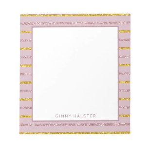 Blush Pink and Gold Personalised Notepad 5.5" x 6"
