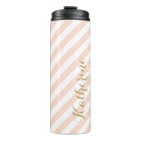 Blush Pink and Gold Preppy Stripes Monogram