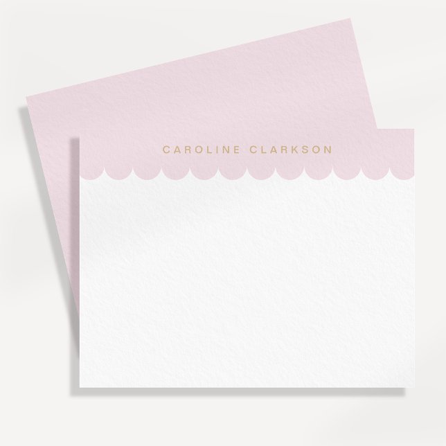 Blush Pink and Gold Scallop Modern Note card (Creator Uploaded)
