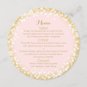 Blush Pink and Gold Sparkle Round Menu