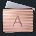 Blush Pink and Gold Stripes Monogram Girly Laptop Sleeve<br><div class="desc">Blush Pink and Faux Gold Foil Stripes Elegant Monogram Case. This case can be customised to include your initial and first name.</div>