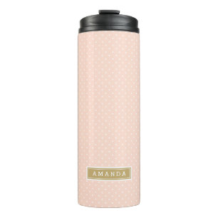 Blush Pink and Gold Tiny Dots Monogram Thermal Tumbler