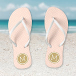 Blush Pink and Gold Tiny Dots Monogram Thongs<br><div class="desc">Custom printed flip flop sandals with a cute girly polka dot pattern and your custom monogram or other text in a circle frame. Click Customise It to change text fonts and colours or add your own images to create a unique one of a kind design!</div>
