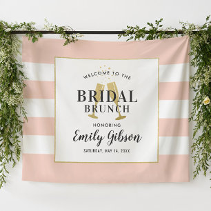Blush Pink and Gold Wedding Bridal Brunch Welcome Tapestry