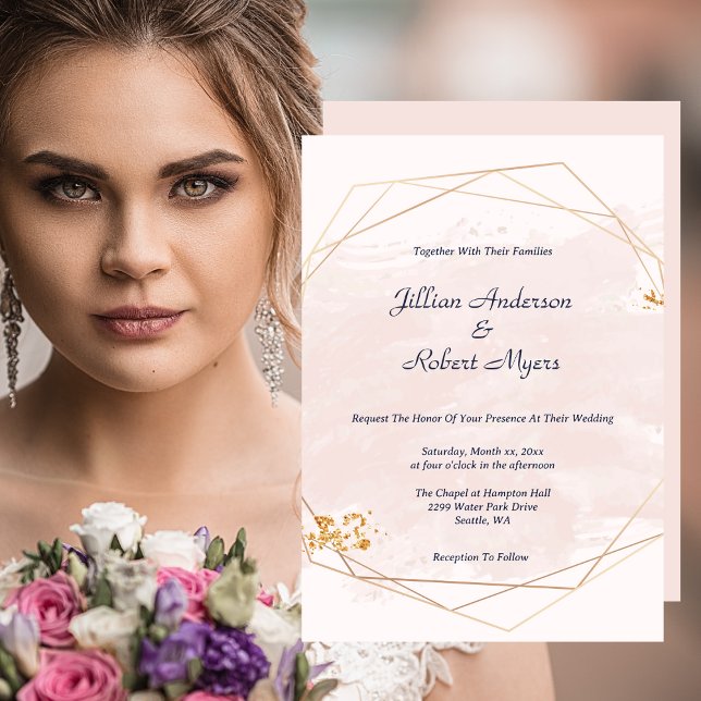 Blush Pink and Gold Wedding Invitation (Blush Pink and Gold Wedding Invitation)