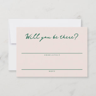 Blush Pink and Green Simple RSVP Card