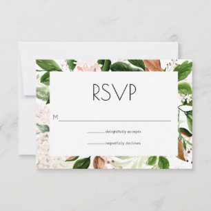 Blush Pink and Greenery Wedding RSVP Card