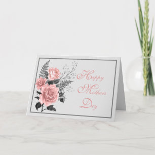 Blush Pink and Grey Floral Mother's Day Card