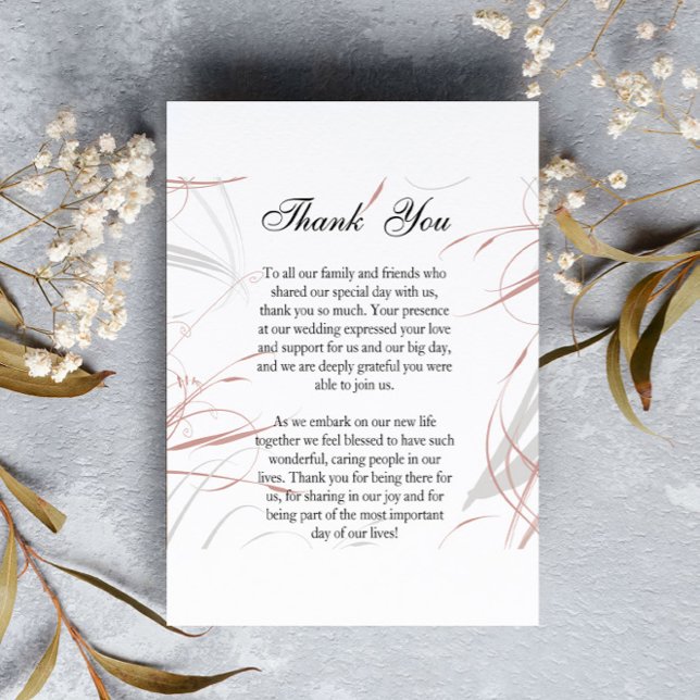 Blush Pink and Grey Flourishes Wedding Thank You (Creator Uploaded)