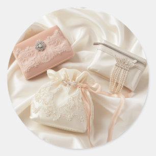 Blush Pink and Ivory Lace Wedding Favour Sticker