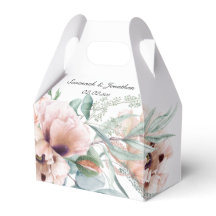 Blush Pink and Ivory Poppies Wedding Favour Box