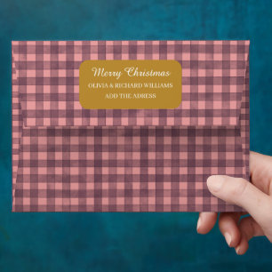 Blush Pink and Mauve Watercolor Gingham Envelope