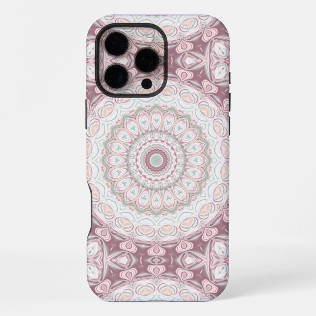 Blush Pink and Mint Mandala Pattern Design iPhone Case (Back)