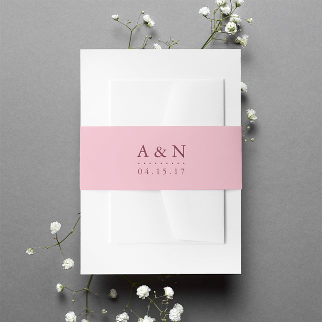 Blush Pink and Plum Wedding Monogram Invitation Belly Band (Creator Uploaded)