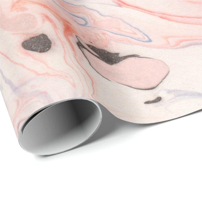 Blush Pink and Purple Marble Pattern Wrapping Paper (Roll Corner)