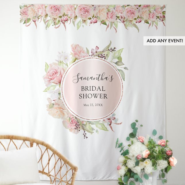Blush Pink and Rose Gold Any Event Photo Backdrop Tapestry (Creator Uploaded)
