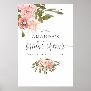 Blush Pink and Rose Gold Bridal Shower Welcome Poster