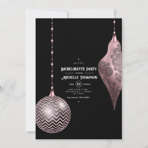 Blush Pink and Rose Gold Christmas Bachelorette Invitation