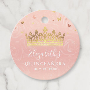 Blush Pink and Rose Gold Crown Thank You Gift Favour Tags