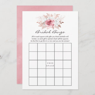Blush Pink and Rose Gold Floral Bridal Bingo Invitation