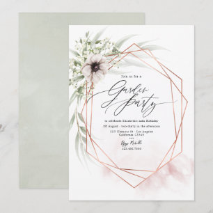 Blush Pink and Rose Gold Geometric Garden Party Invitation