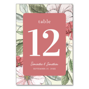 Blush Pink and Sage Fall Floral Table Number