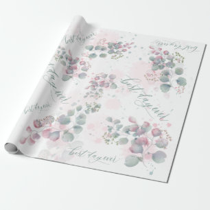 Blush Pink and Sage Green Eucalyptus Wrapping Paper