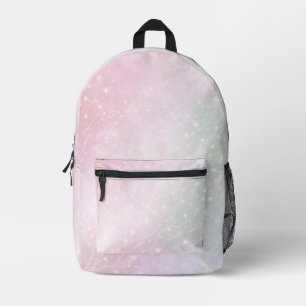 Blush pink and soft mint patterns AI art Printed Backpack