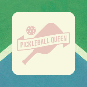 Blush Pink and Warm White Stylish Pickleball Queen Square Sticker