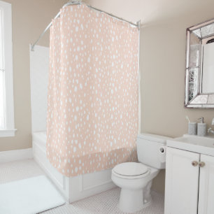 Blush Pink and White Abstract Dots Shower Curtain