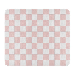 Blush Pink and White Checkered Cutting Board