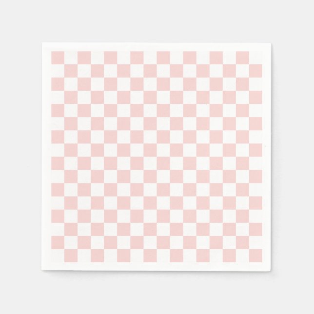 Blush Pink and White Checkered Napkin (Front)