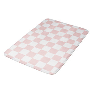 Blush Pink and White Chequered Bath Mat