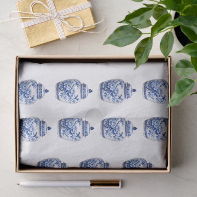 Blush Pink and White Chinoiserie Decoupage Pattern Tissue Paper (Gift)