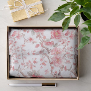 Blush Pink and White Chinoiserie Decoupage Pattern Tissue Paper