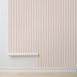 Blush Pink and White Classic Vertical Stripes Wallpaper