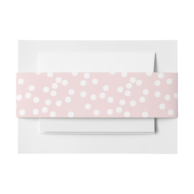 Blush Pink and White Confetti / Polkadots  Invitation Belly Band (Front Example)
