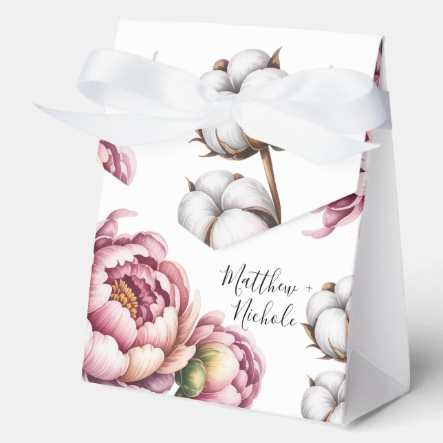 Blush Pink and White Cotton Wedding  Favour Box (Front)