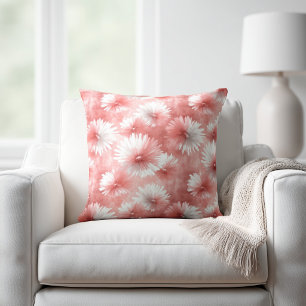 Blush Pink and White Floral Cushion