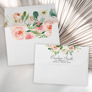Blush Pink and White Floral Personalized Envelope