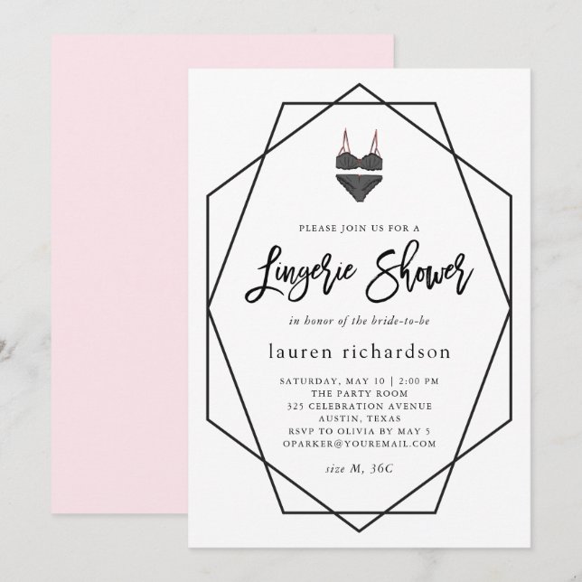 Blush Pink and White Geometric | Lingerie Shower Invitation (Front/Back)